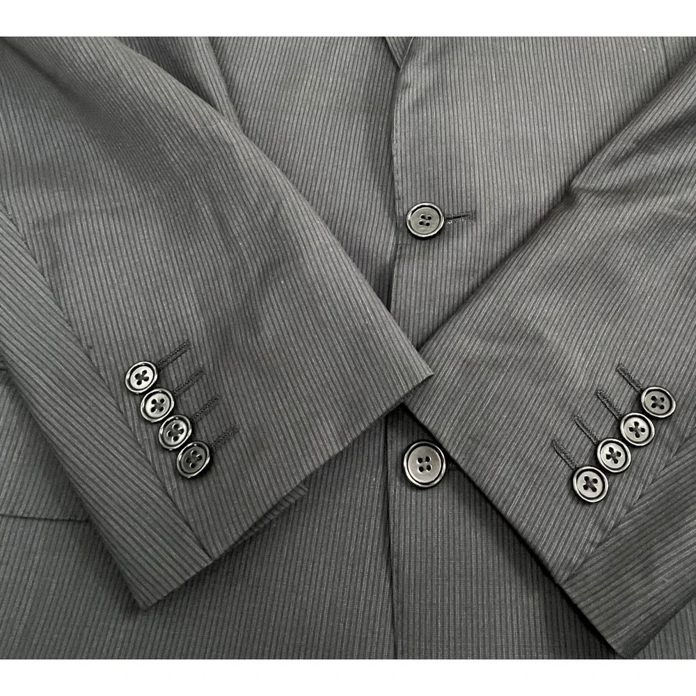 CANALI Suit Jacket Blazer Men's Charcoal Pinstripe 100%Wool Water Resistant 40US - Picture 6 of 11